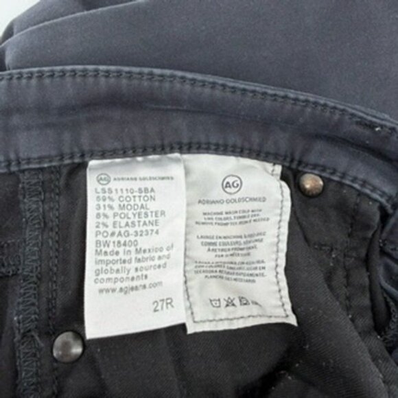 AG Adriano Goldschmied The Stilt Cigarette Leg Black Jeans Women's 27R - Picture 5 of 9